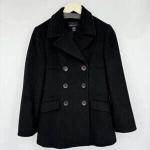 Women's Moda International Black Wool Blend Peacoat Small